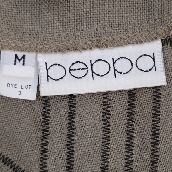 Beppa Linen Art-To-Wear Abstract Collarless Button Front Top  / Blazer - Size M - Picture 10 of 11